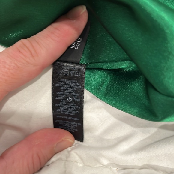 Express strapless belted royal blue and emerald green striped short dress M - Picture 9 of 10